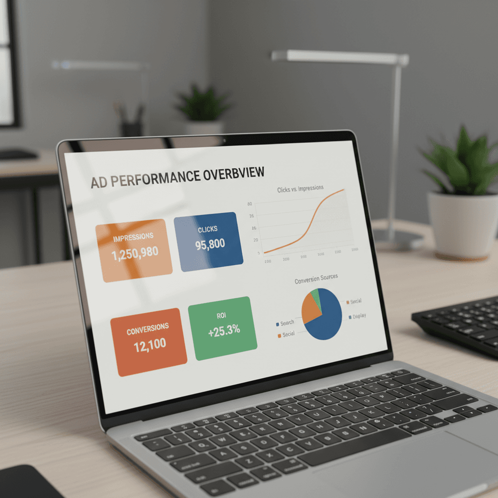 Analytics dashboard showing ad performance metrics