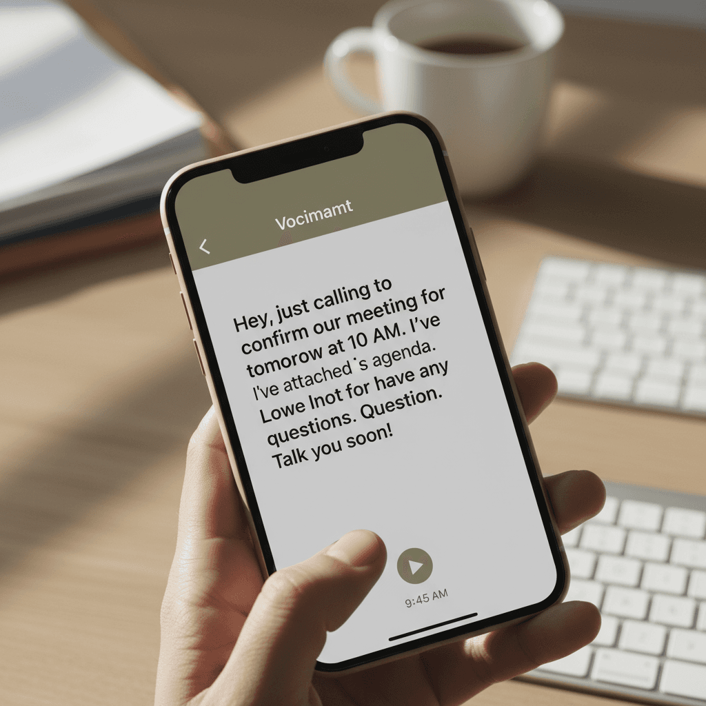 Voicemail transcription displayed in mobile inbox