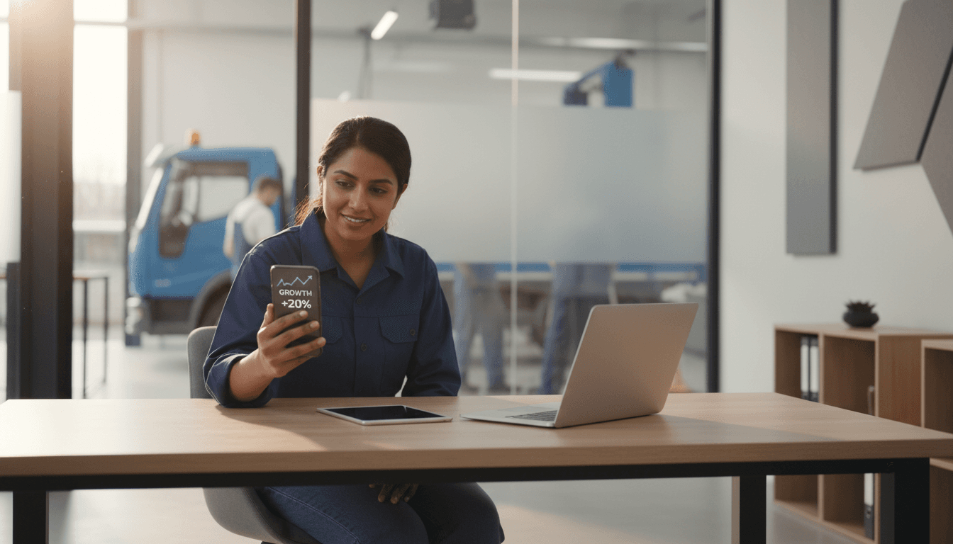 Business owner confidently managing calls and operations with AI assistance